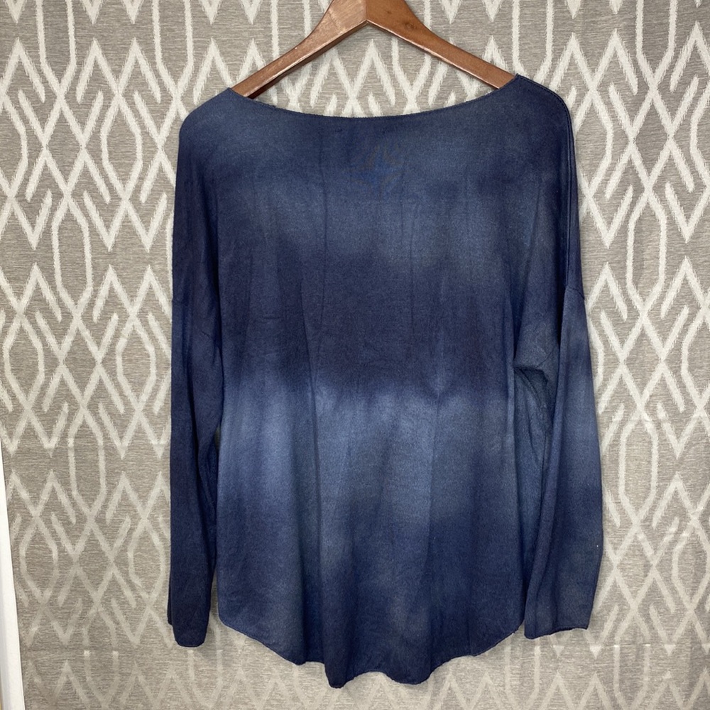 Tempo Paris Dolman Sleeve Scoop Neck High Low Multi-Blue M/L Sweater - Picture 2 of 5
